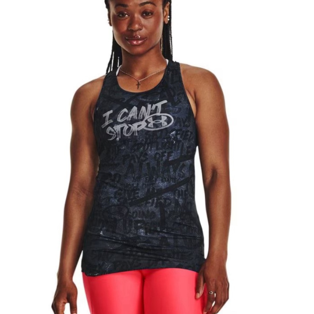 Black Sleeveless Graphic Tank Top